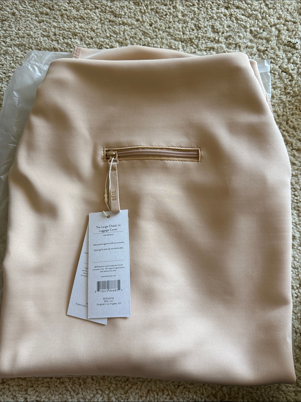 BEIS Large Check In Luggage Cover in Beige